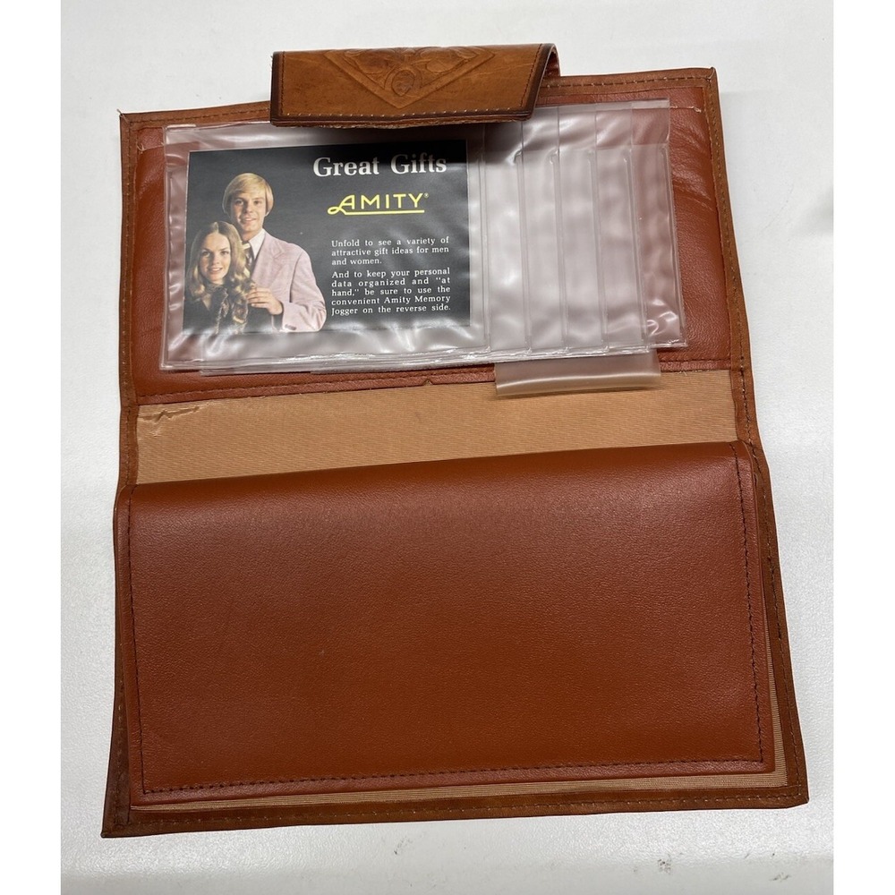 Vintage Brown Leather Embossed Amity Wallet Coin Purse - Picture 3 of 5